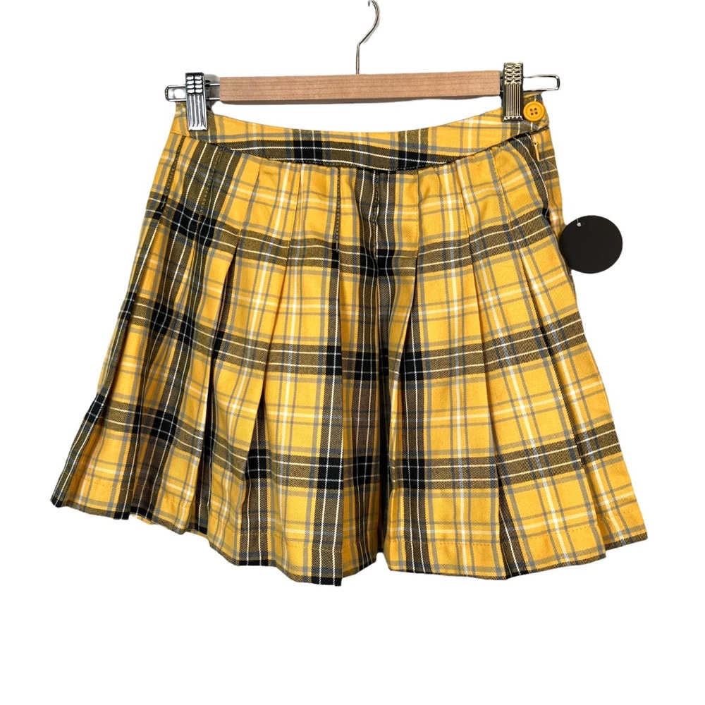 Forever 21 Academia Yellow & Black Plaid Mini Skirt Small NWT